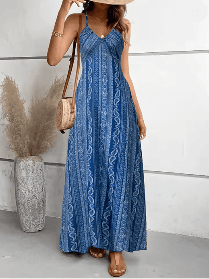 Boho Summer Backless Split Thigh Maxi Dress 2