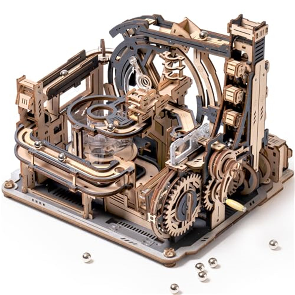 Robotime Rokr Electric Model Kits Marble Spaceport, 3D Wooden Puzzles Brain Teaser Building Toy & Unique Gift