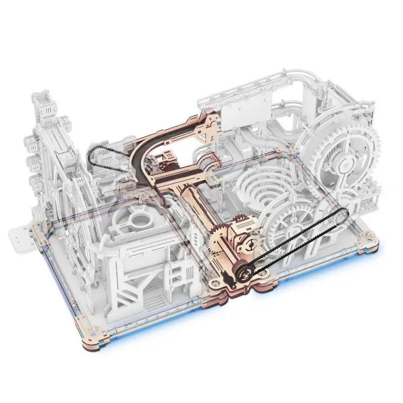 Robotime Rokr Electric Model Kits Marble Spaceport, 3D Wooden Puzzles Brain Teaser Building Toy & Unique Gift