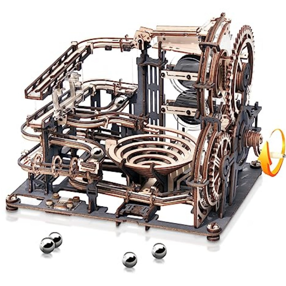 Robotime Rokr Electric Model Kits Marble Spaceport, 3D Wooden Puzzles Brain Teaser Building Toy & Unique Gift