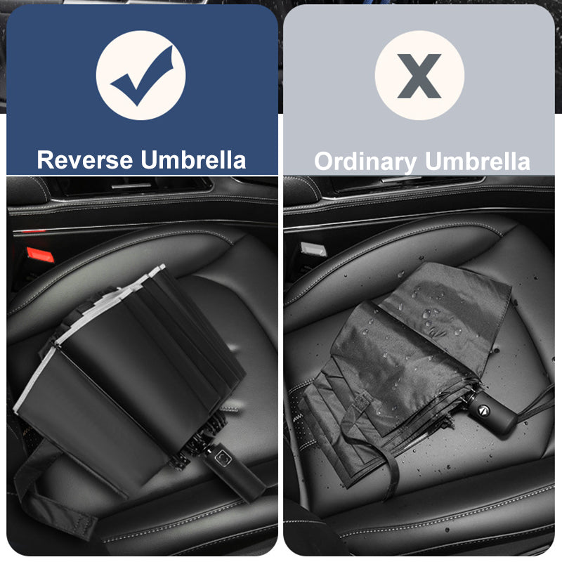 Windproof UV Umbrella, Reverse Folding Automatic Open/Close Design with Reflective Stripe for Men & Women