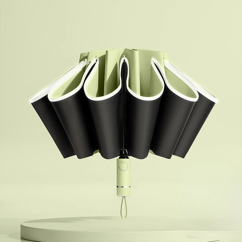 Windproof UV Umbrella, Reverse Folding Automatic Open/Close Design with Reflective Stripe for Men & Women