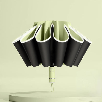 Windproof UV Umbrella, Reverse Folding Automatic Open/Close Design with Reflective Stripe for Men & Women