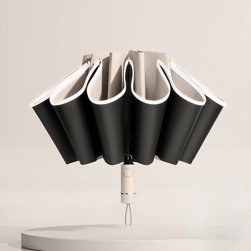 Windproof UV Umbrella, Reverse Folding Automatic Open/Close Design with Reflective Stripe for Men & Women