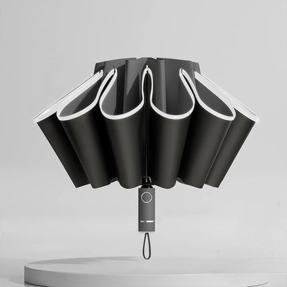 Windproof UV Umbrella, Reverse Folding Automatic Open/Close Design with Reflective Stripe for Men & Women