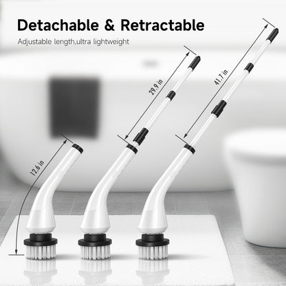 Cordless Electric Spin Scrubber, Power Scrubber with 8 Replaceable Brush Heads & Adjustable Extension Handle