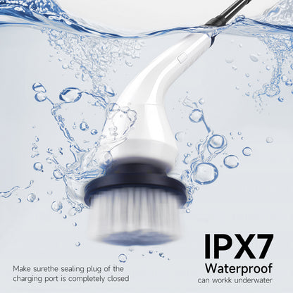 Cordless Electric Spin Scrubber, Power Scrubber with 8 Replaceable Brush Heads & Adjustable Extension Handle