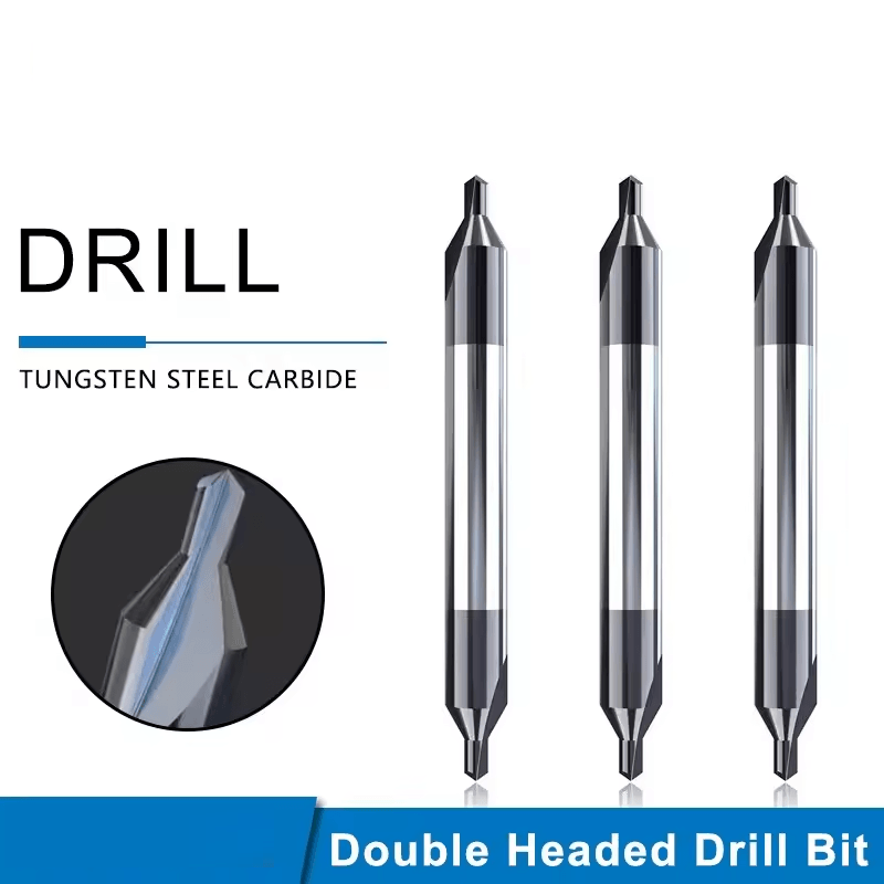 YIFINO Tungsten Steel Carbide Nano Coating Center Drill Bit, A-Type Double Headed for CNC Machining Fixed Point Drilling