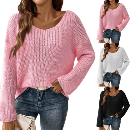 Womens Off Shoulder Pullover Sweater with Flare Sleeves