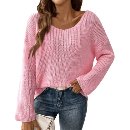 Womens Off Shoulder Pullover Sweater With Flare Sleeves 3