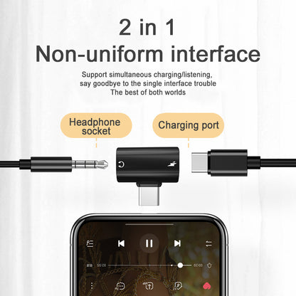 USB Type C To 35mm Headphone And Charger Adapter 30W Fast Charging Audio Splitter With Aux Jack For 1