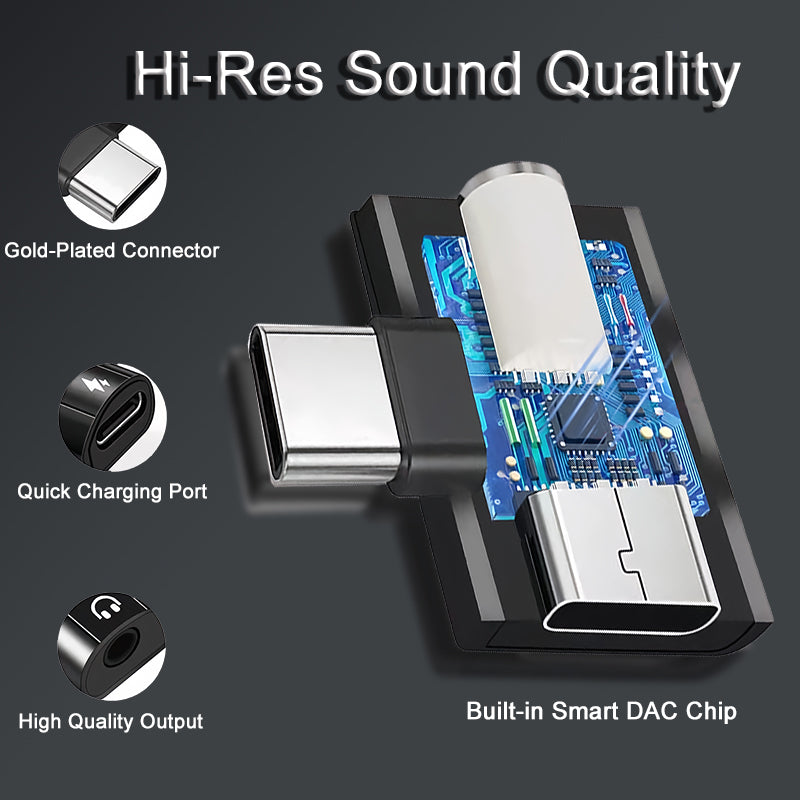 USB Type C To 35mm Headphone And Charger Adapter 30W Fast Charging Audio Splitter With Aux Jack For 3