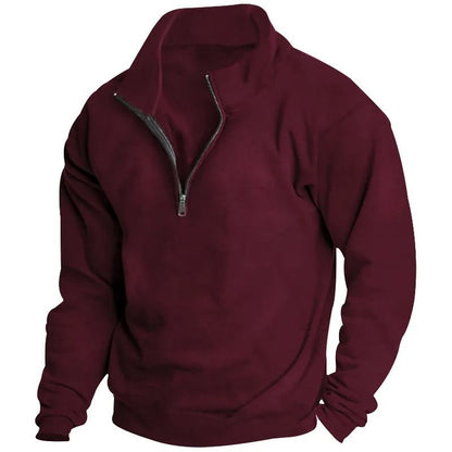 Mens Fleece Half Zip Stand Collar Sweatshirt 12