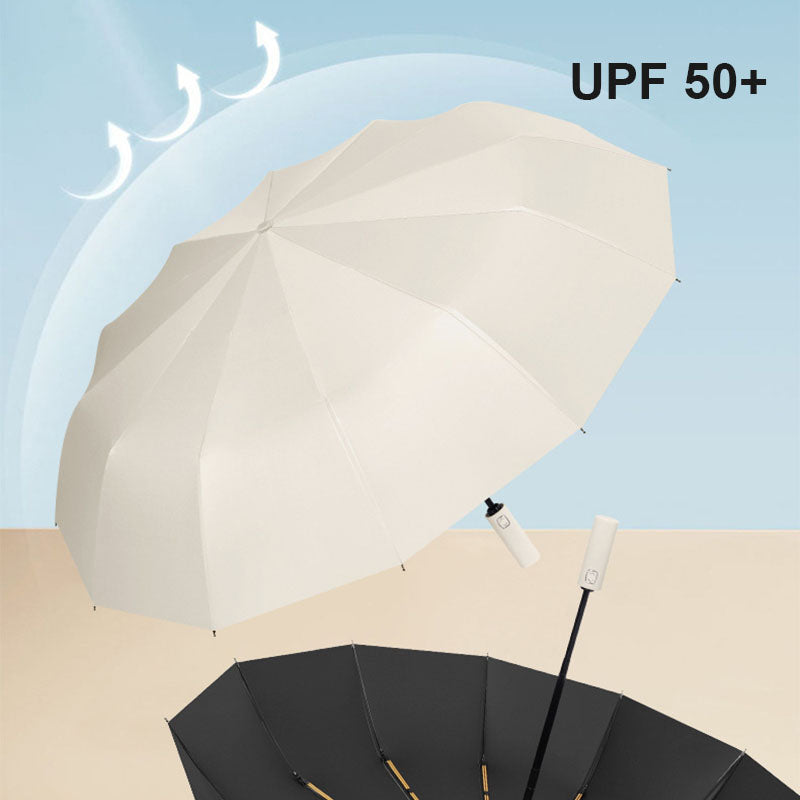 Large Bone Solid Color Automatic Umbrella Light Collapsible Large Format Outdoor Sunshade With UV P 6
