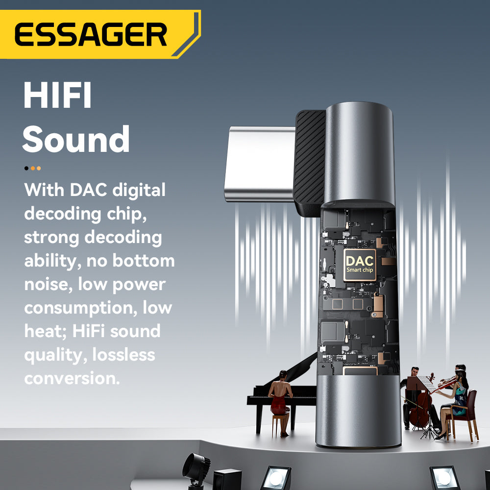 Essager Lightning to 3.5mm Adapter for iPhone 14, Type C to 3.5mm Jack Headphone Adapter for Samsung Huawei Xiaomi
