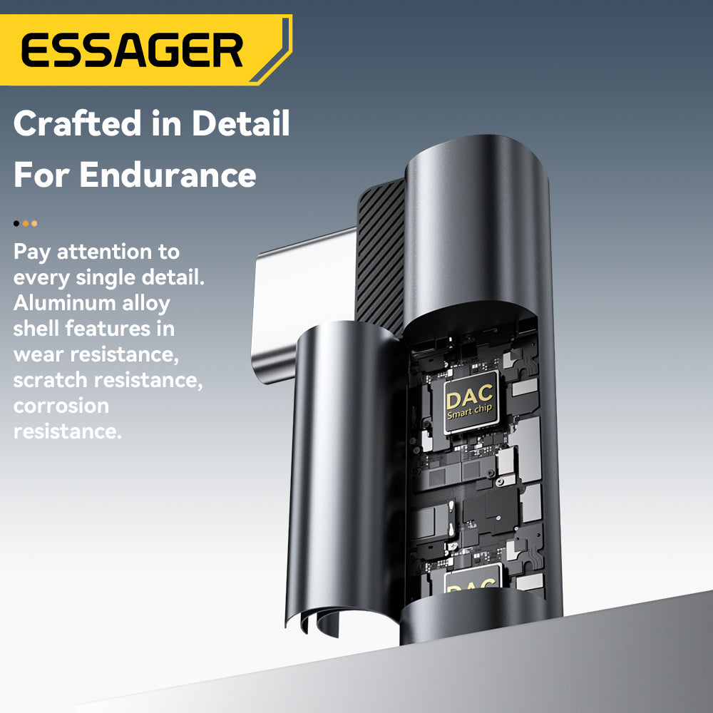 Essager Lightning to 3.5mm Adapter for iPhone 14, Type C to 3.5mm Jack Headphone Adapter for Samsung Huawei Xiaomi
