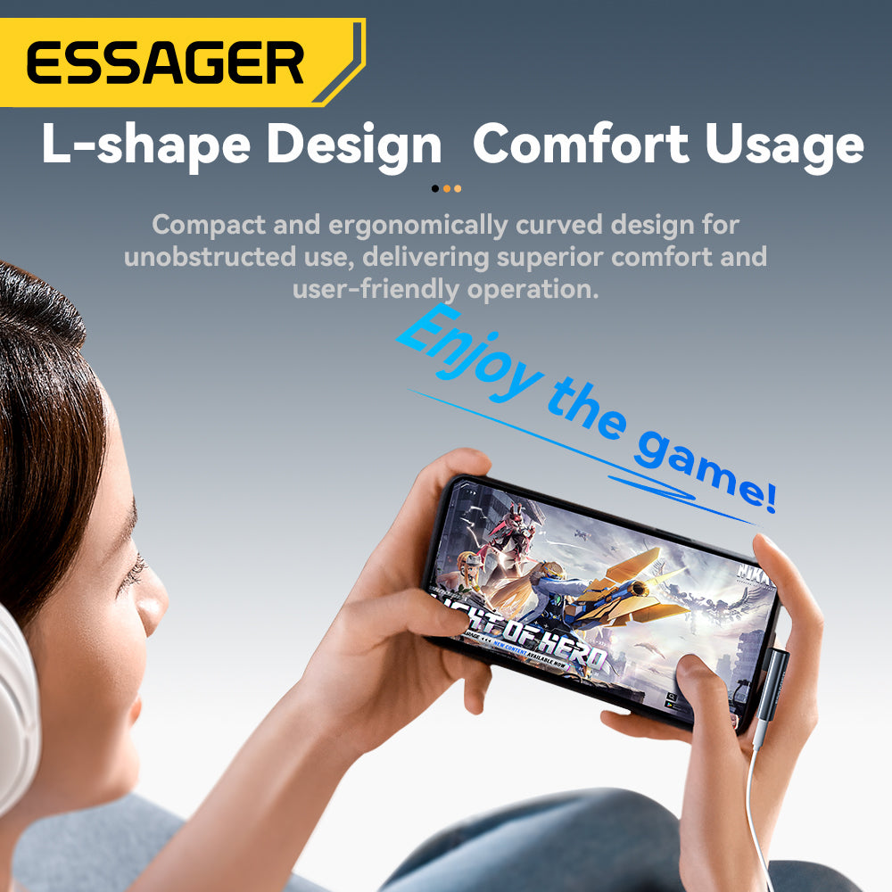 Essager Lightning to 3.5mm Adapter for iPhone 14, Type C to 3.5mm Jack Headphone Adapter for Samsung Huawei Xiaomi