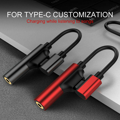 USB C to 3.5 Plug Headphone Jack Splitter, 2 in 1 Type C 3.5mm AUX Adapter Earphone Audio Converter for Huawei Xiaomi LG