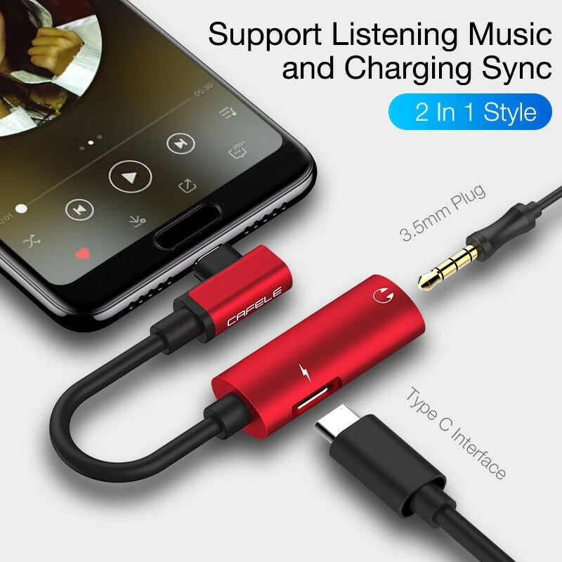 USB C To 35 Plug Headphone Jack Splitter 2 In 1 Type C 35mm AUX Adapter Earphone Audio Converter Fo 1