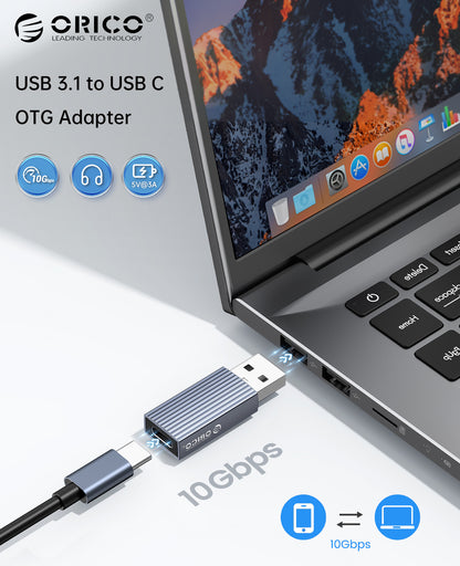OTG Male To Type C Female Adapter Cable, USB 3.1 High Speed Data Charger for Macbook, Durable OTG Connector