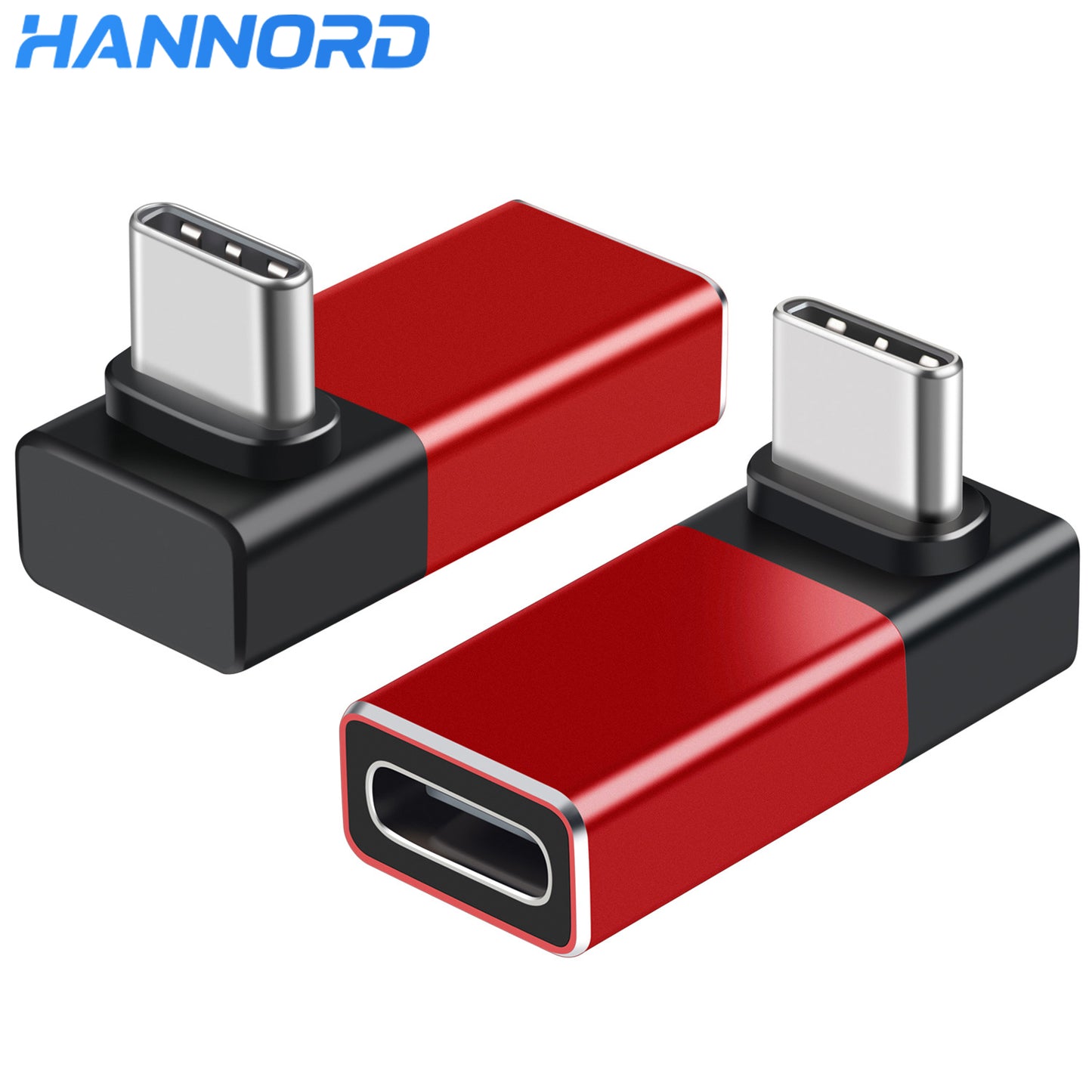 Hannord USB 90 Degree Type-C Adapter 40Gbps Fast Data Transfer, Thunderbolt 4 Mobile Conversion Head, 2 Pack