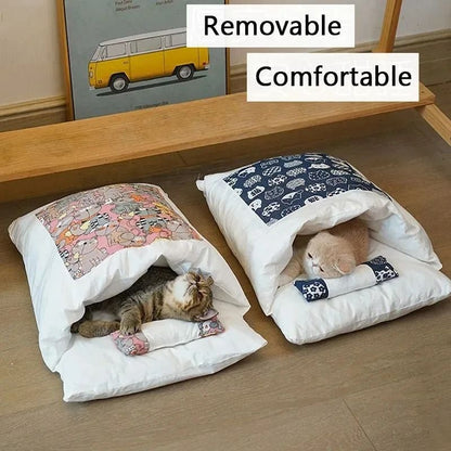 Cozy Removable Cat Bed House for Cats and Small Dogs