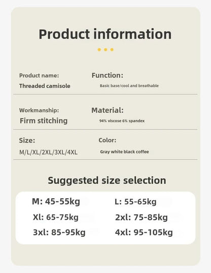 Plus Size Seamless Camisole Top With Built In Bra Comfortable Cotton Modal Tank 5