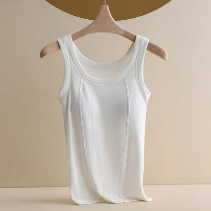 Plus Size Seamless Camisole Top With Built In Bra Comfortable Cotton Modal Tank 7