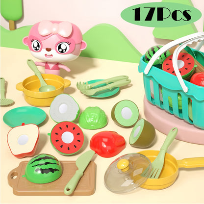 Kids Pretend Play, Kitchen Toys, Cutting Play, Fruit Vegetables, Educational Toy, Food Kit, Toddler, Children Gift
