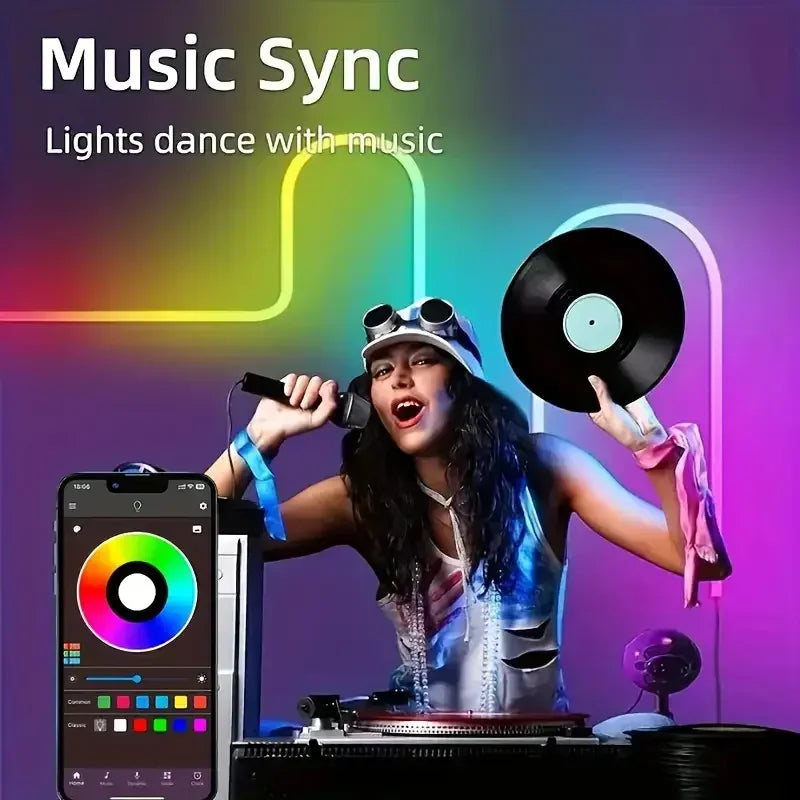 24V RGB Neon LED Lights Strip, Flexible Bluetooth App-Controlled Tape for Wall, Childrens Room, More