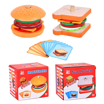 Children Pretend Play Kitchen Toys Montessori Educational Wooden Simulation Food Matching Stacking  1