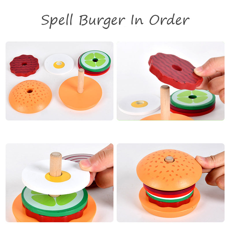 Children Pretend Play Kitchen Toys Montessori Educational Wooden Simulation Food Matching Stacking  3
