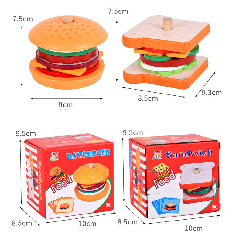 Children Pretend Play Kitchen Toys Montessori Educational Wooden Simulation Food Matching Stacking  5