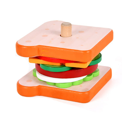 Children Pretend Play Kitchen Toys Montessori Educational Wooden Simulation Food Matching Stacking  7