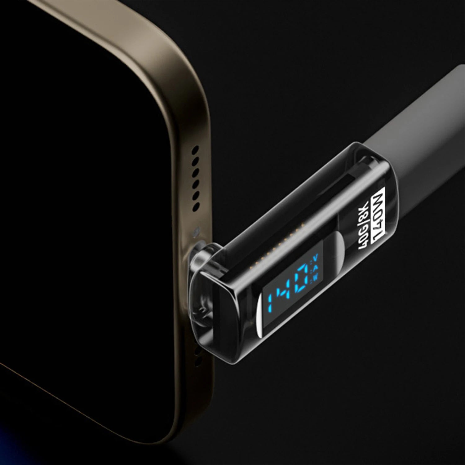 Digital Display USB Type C Stereo Connector, 40Gbps Right Angle Adapters, For iPhone 16 Pro Max Data Transfer