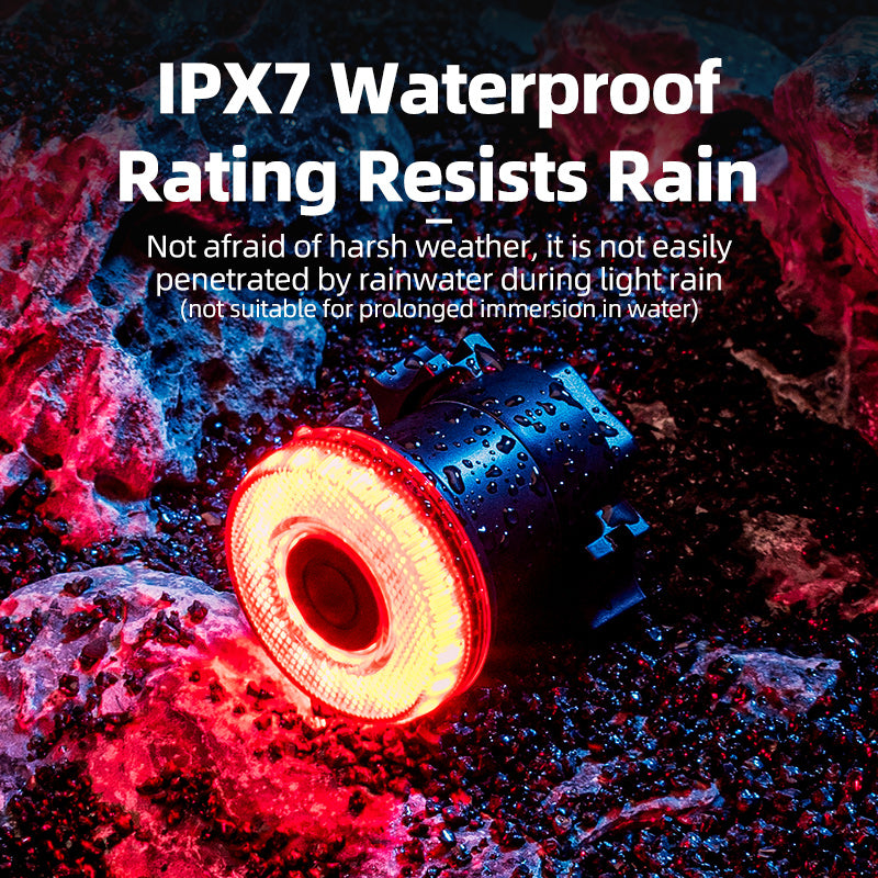 Smart Bike Tail Light Bicycle Rear Lights, IPX Waterproof, USB Type-C Rechargeable Rear Bike Light for Safe Night Riding