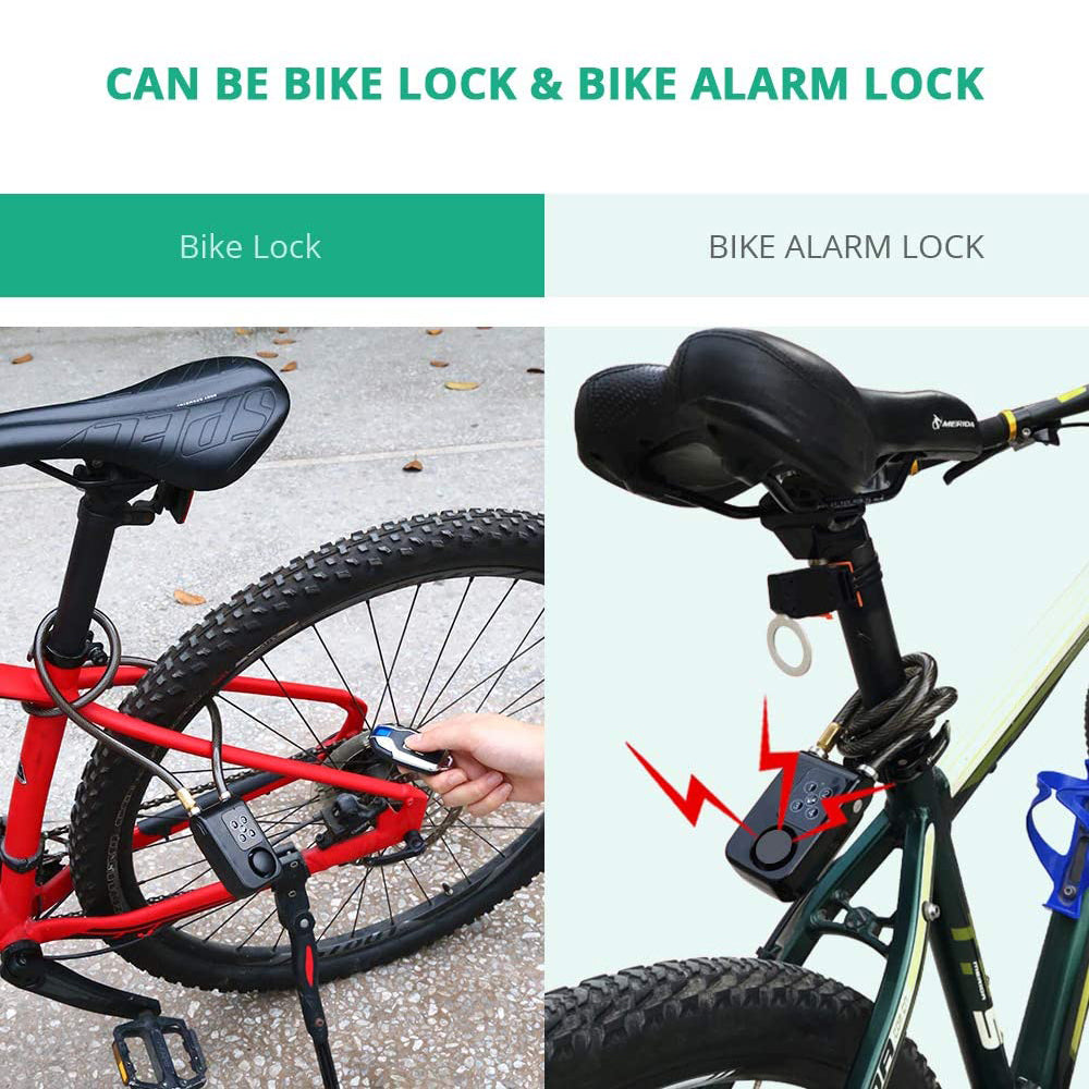 HeavyDuty Bike Lock With Burglar Alarm 110dB Waterproof Bicycle Cable Lock Remote Control  4Digit P 3