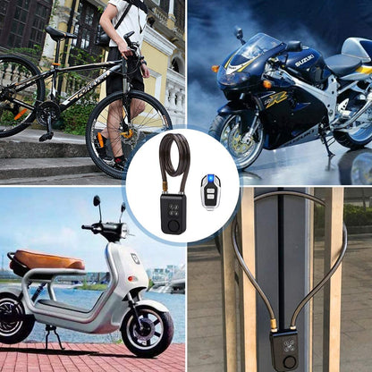 HeavyDuty Bike Lock With Burglar Alarm 110dB Waterproof Bicycle Cable Lock Remote Control  4Digit P 1