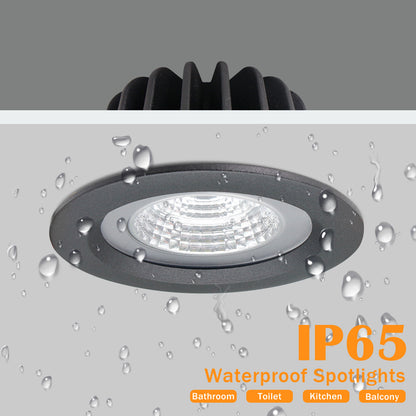 IP65 Waterproof LED Recessed Ceiling Light – Round Downlight, Spot Light for Sauna, Steam Bath, Kitchen Bathroom
