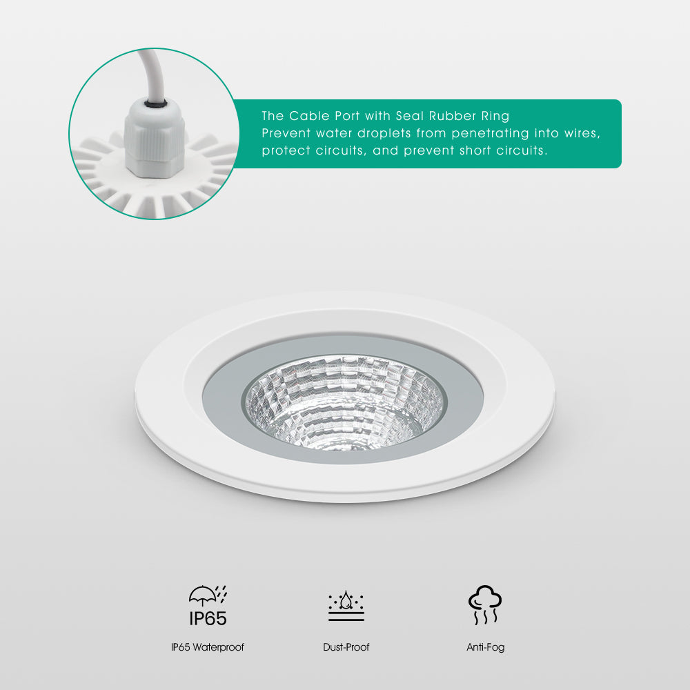 IP65 Waterproof LED Recessed Ceiling Light – Round Downlight, Spot Light for Sauna, Steam Bath, Kitchen Bathroom
