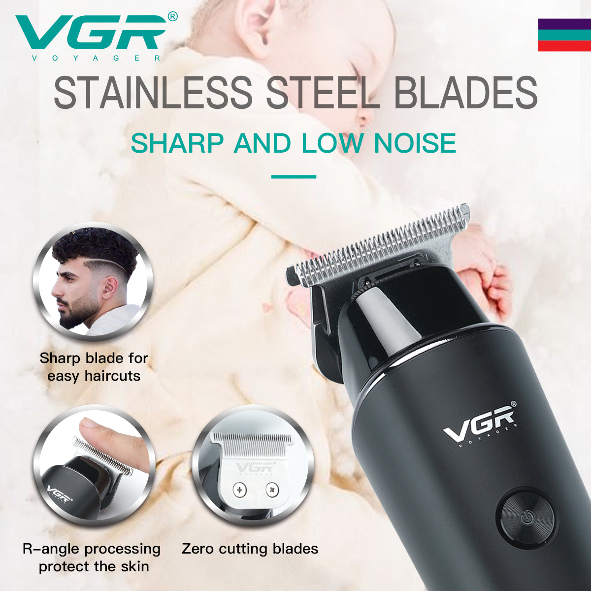 VGR Hair Trimmer Professional Electric Trimmers Cordless Hair Clipper Rechargeable LED Display For  2