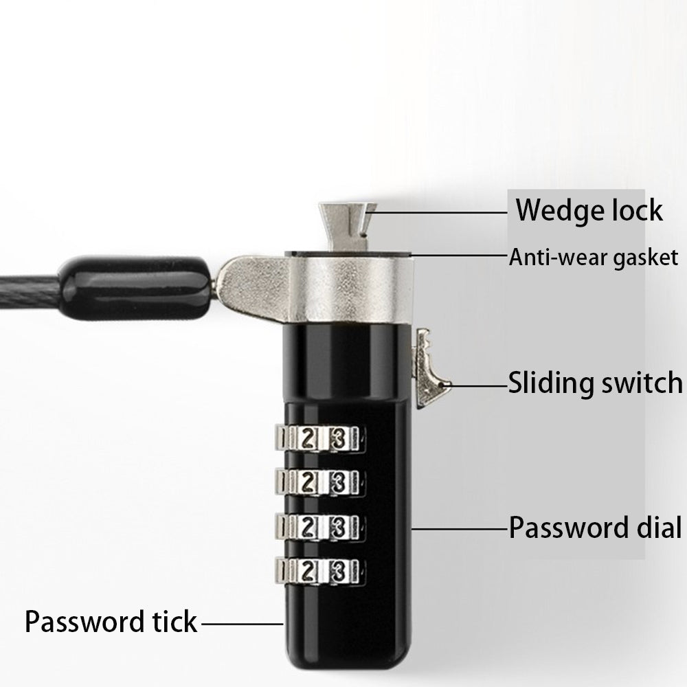 Dell Laptop Lock 3 5mm Wedge Small Hole, Password Computer Security, Carbon Steel Cable Protection