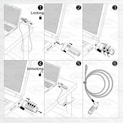 Dell Laptop Lock 3 5mm Wedge Small Hole, Password Computer Security, Carbon Steel Cable Protection