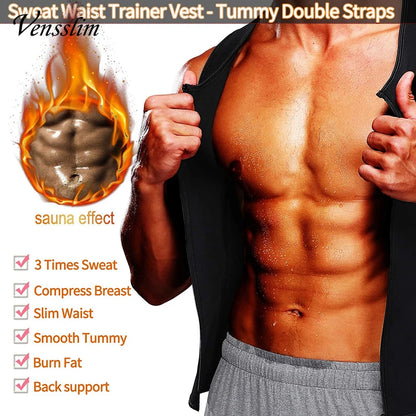 Vensslim Men Body Shaper Waist Trainer Vest Slimming Shirt Sauna Sweat Compression Undershirt Shape 5