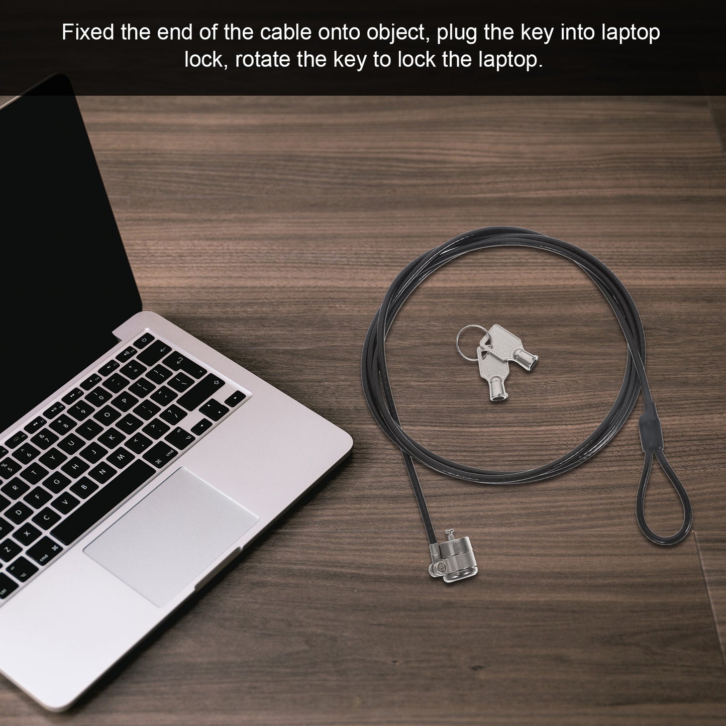 Universal Notebook Security Cable Lock, Clamp Style Keyed Anti-Theft, 360 Degree Rotatable Laptop Protection
