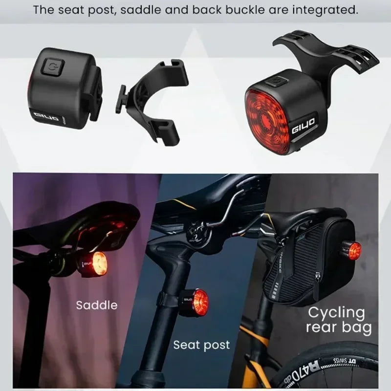 Smart Brake Bicycle Rear Light Auto OnOff Stop Signal  Road Bike LED Taillight TypeC Charge MTB Cyc 2