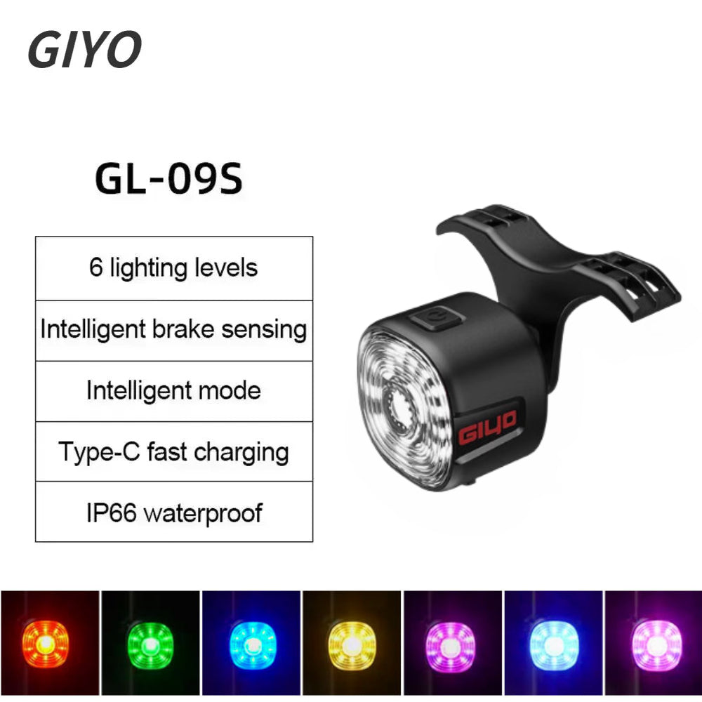 Smart Brake Bicycle Rear Light Auto On/Off Stop Signal Road Bike LED Taillight Type-C Charge MTB Cycling Safety Flash