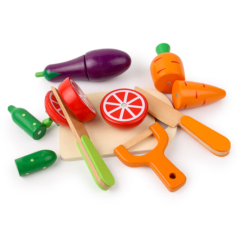 Wooden Fruit Vegetable Set Montessori Educational Toy Simulation Kitchen Pretend Game Kids Gift Cut 5