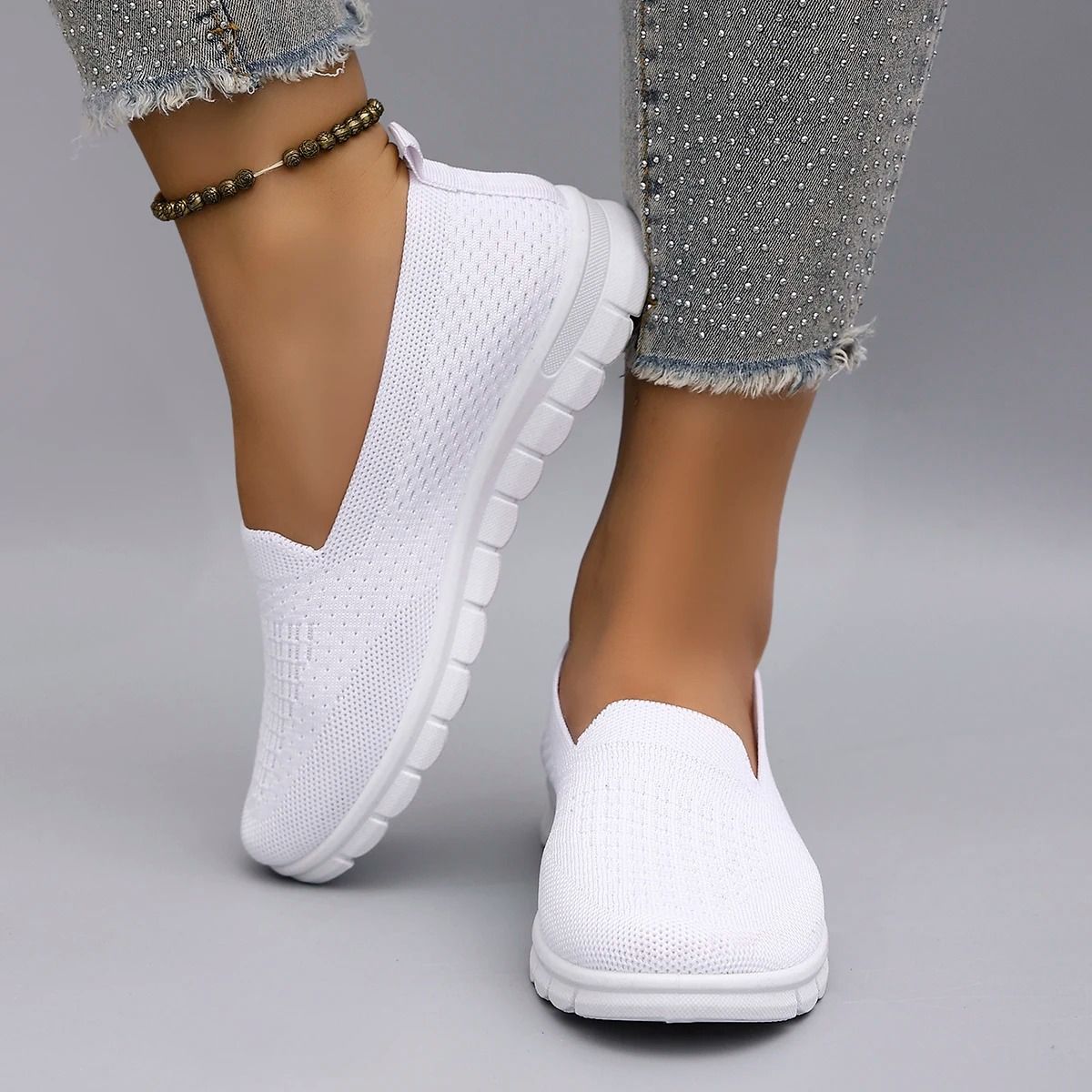 Women Breathable Lightweight Casual Sports Shoes Non Slip Flat Sneakers 5