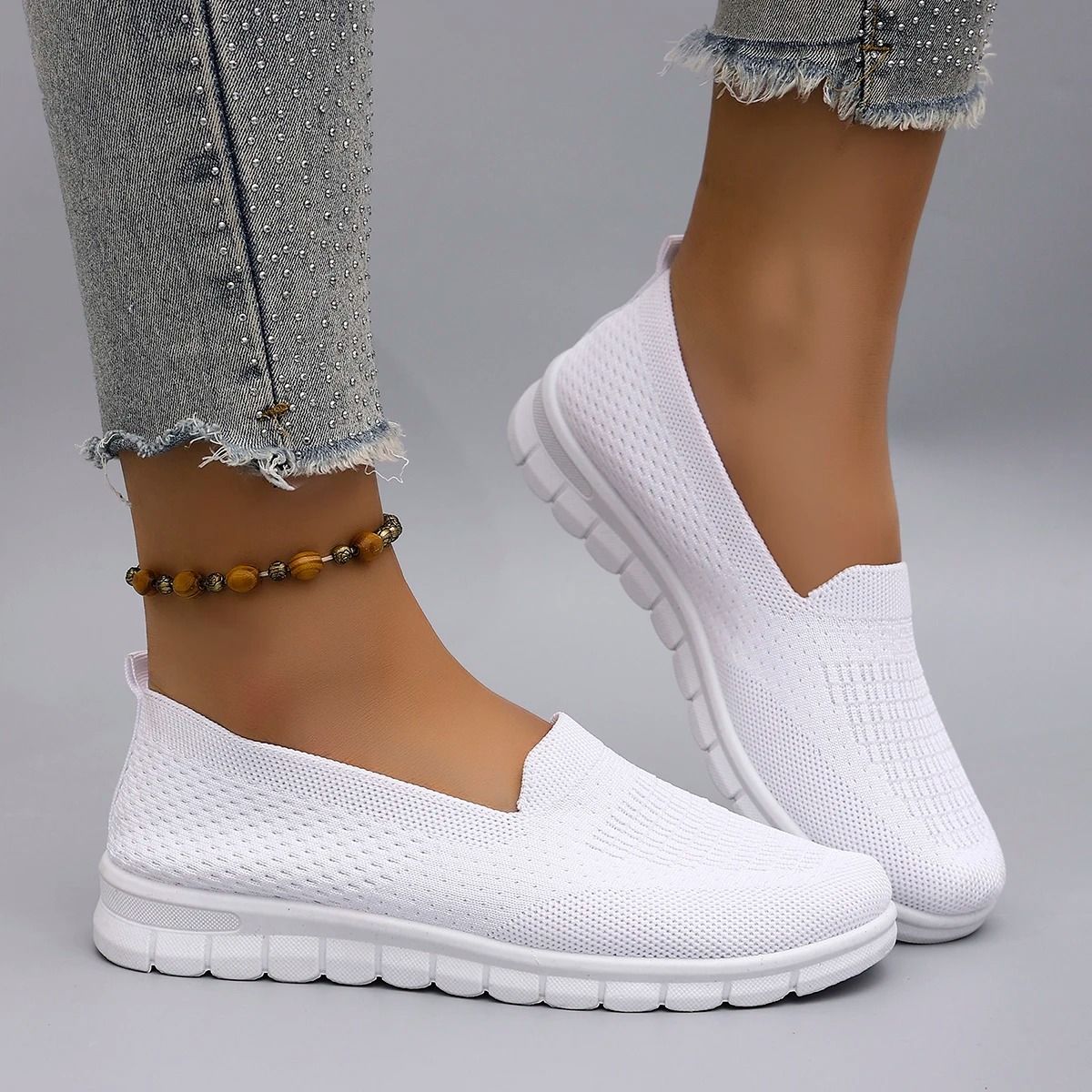 Women Breathable Lightweight Casual Sports Shoes Non Slip Flat Sneakers 6